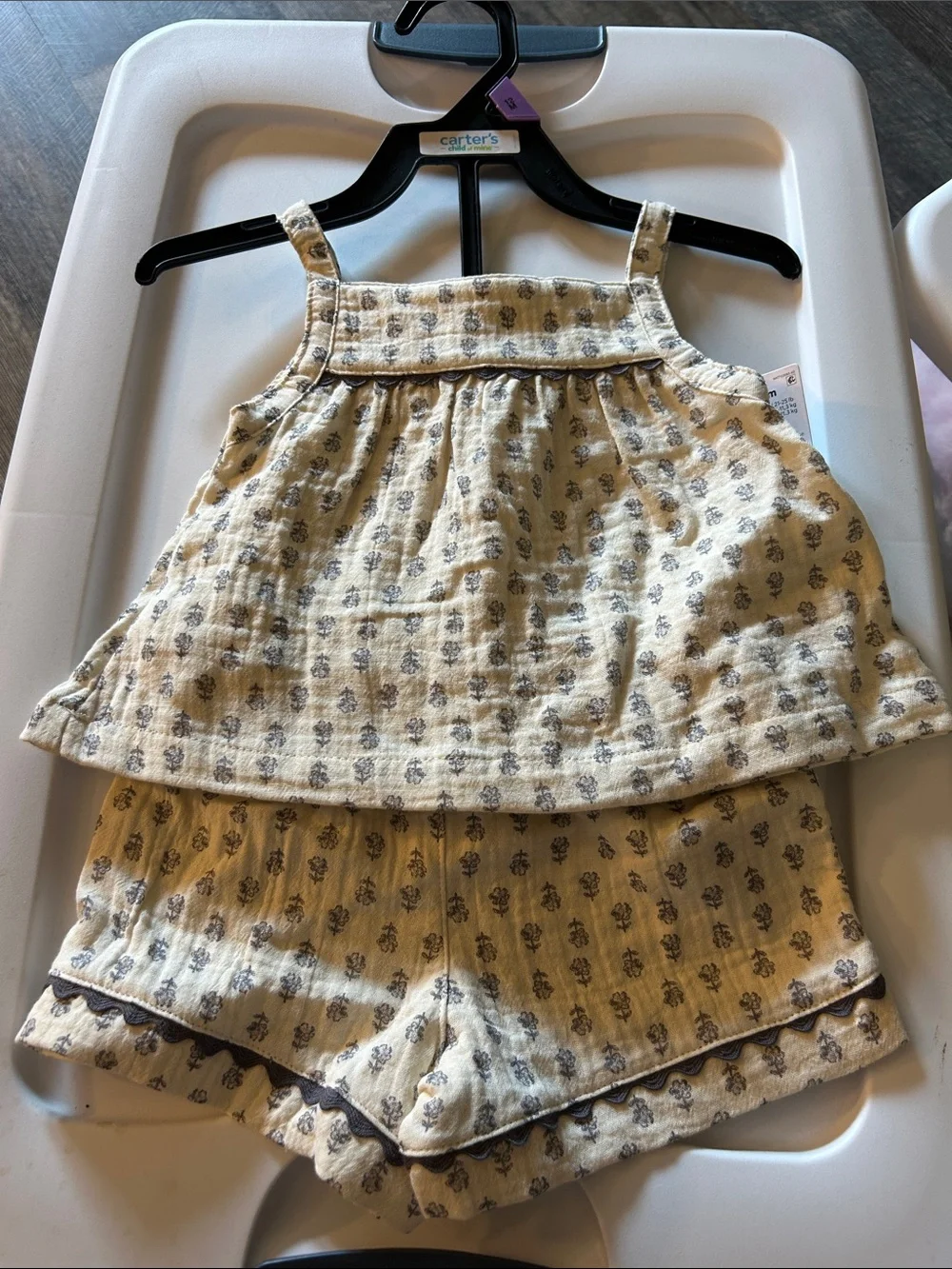Carter's Cream and Gray Floral Baby Two-Piece Set